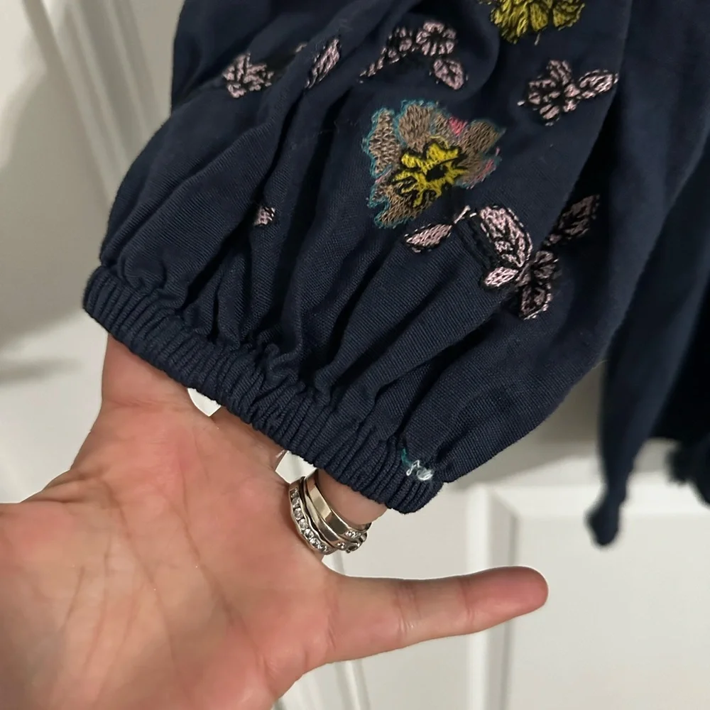 Zara Embroidered Dress.  Navy with real embroidery.  Excellent Condition - Picture 3 of 7